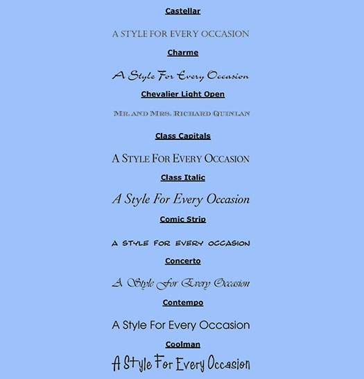 Available Fonts